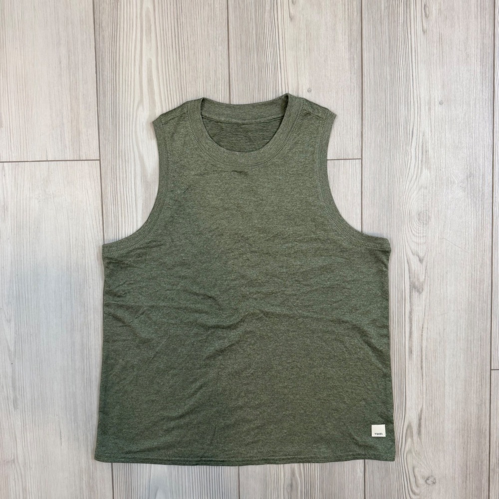 Vuori Energy Top Heathered Olive Green Performance Tank XS VW1156